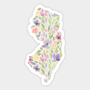 New Jersey Silhouette Florals Sticker